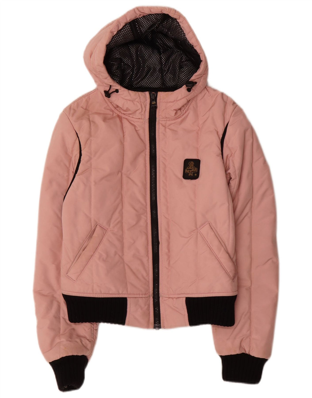 Refrigiwear Γυναικείο Crop Hooded Bomber Jacket UK 12 Medium Pink Nylon