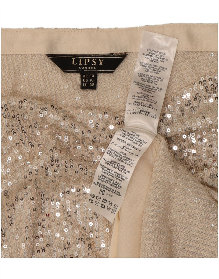 LIPSY Womens Sequin Crop One Shoulder Top UK 20 2XL Beige Polyester