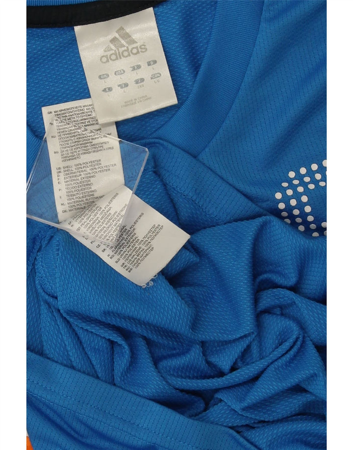 Ανδρικό γραφικό μπλουζάκι ADIDAS Top Large Blue Colorblock Πολυεστέρας