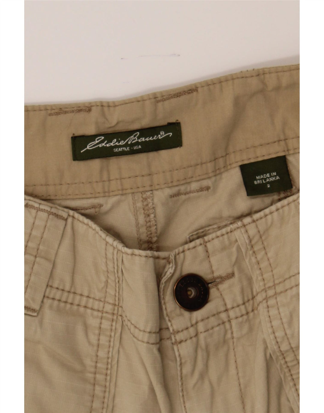 EDDIE BAUER Womens Cargo Shorts US 2 XS W29 Beige Check Cotton Vintage Eddie Bauer and Second-Hand Eddie Bauer from Messina Hembry 