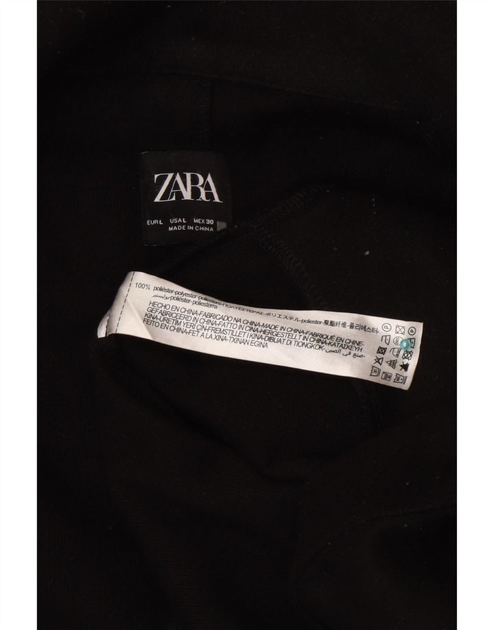 Zara Γυναικείο Ανοιχτό Παλτό UK 16 Large Black Polyester