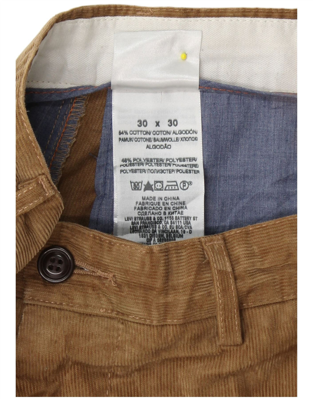 DOCKERS Ανδρικό ίσιο κοτλέ παντελόνι W30 L30 Μπεζ βαμβακερό