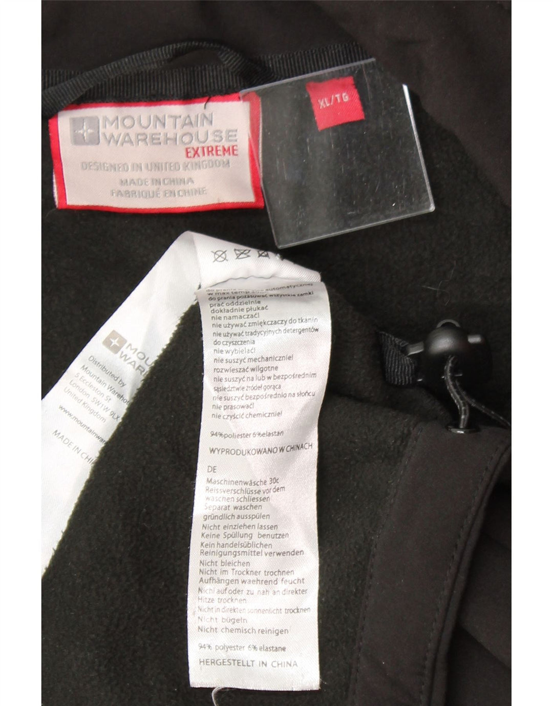 MOUNTAIN WAREHOUSE Mens Windbreaker Jacket UK 42 XL Black Polyester Vintage Mountain Warehouse and Second-Hand Mountain Warehouse from Messina Hembry 