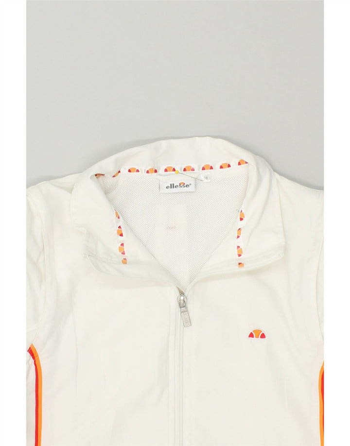 ELLESSE Womens Tracksuit Top Jacket EU 38 Medium White Polyester | Vintage Ellesse | Thrift | Second-Hand Ellesse | Used Clothing | Messina Hembry 