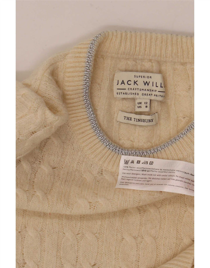 Jack Wills Γυναικείο πουλόβερ με λαιμόκαυμα UK 12 Medium Off White