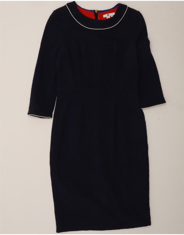 BODEN Womens 3/4 Sleeve Shift Dress UK 12 Medium Navy Blue Cotton Vintage Boden and Second-Hand Boden from Messina Hembry 