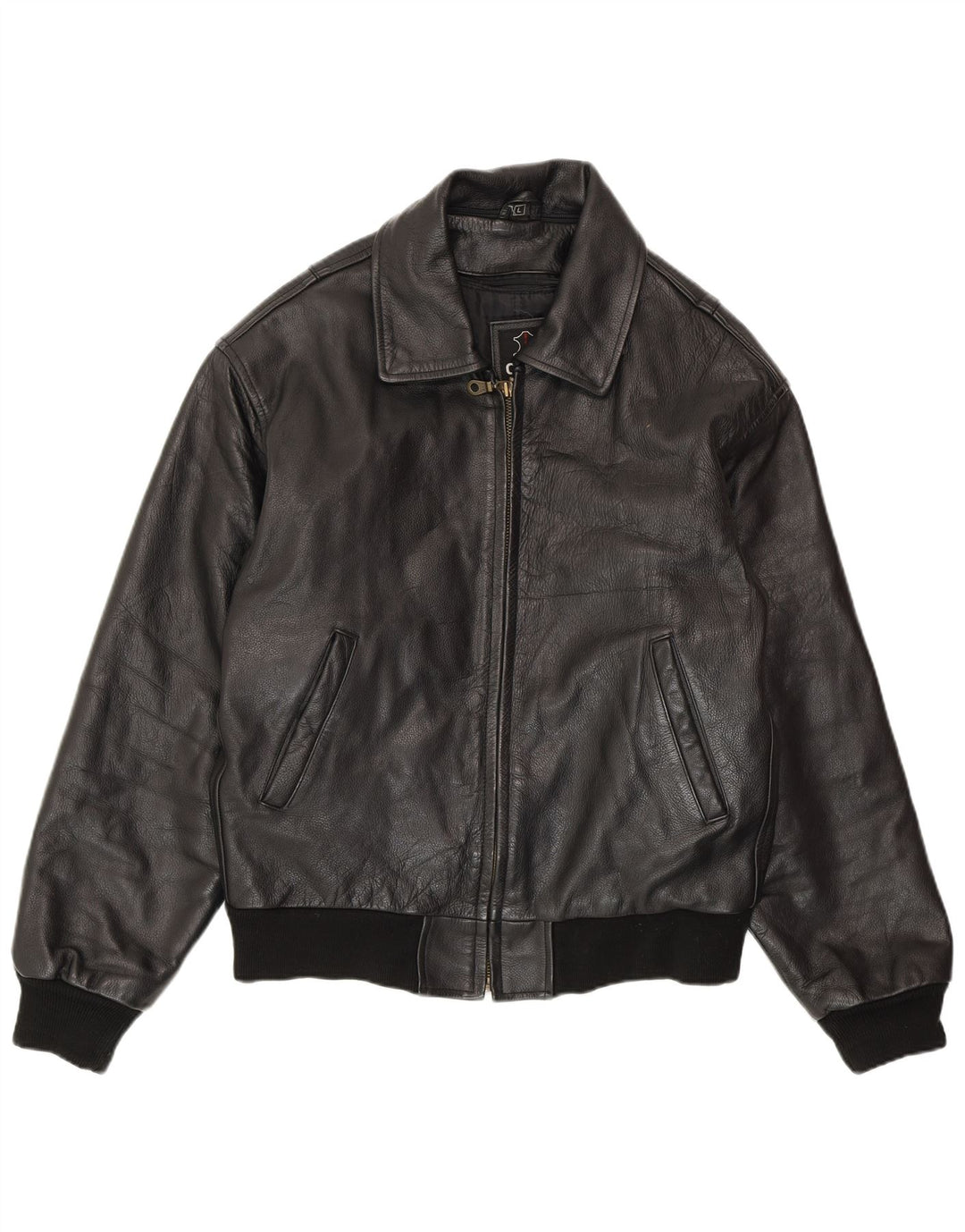 VINTAGE Ανδρικό Δερμάτινο Μπουφάν UK 40 Large Μαύρο Δερμάτινο
