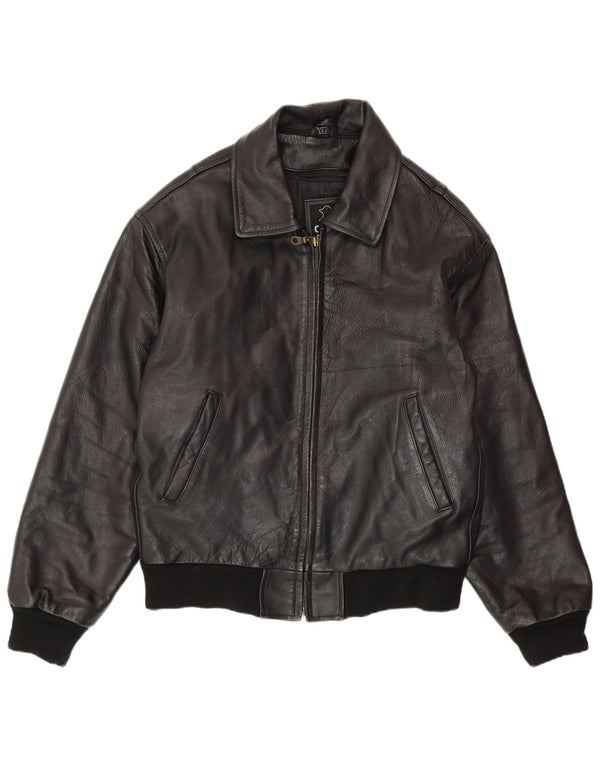 VINTAGE Ανδρικό Δερμάτινο Μπουφάν UK 40 Large Μαύρο Δερμάτινο