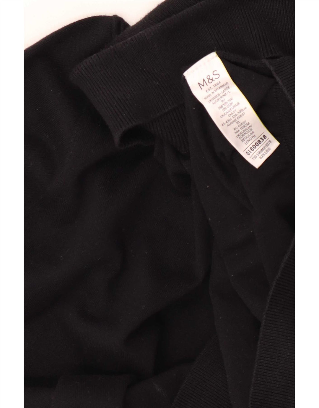 Marks & Spencer Ανδρικό πουλόβερ με ρολό λαιμόκοψη μεγάλο μαύρο βαμβακερό