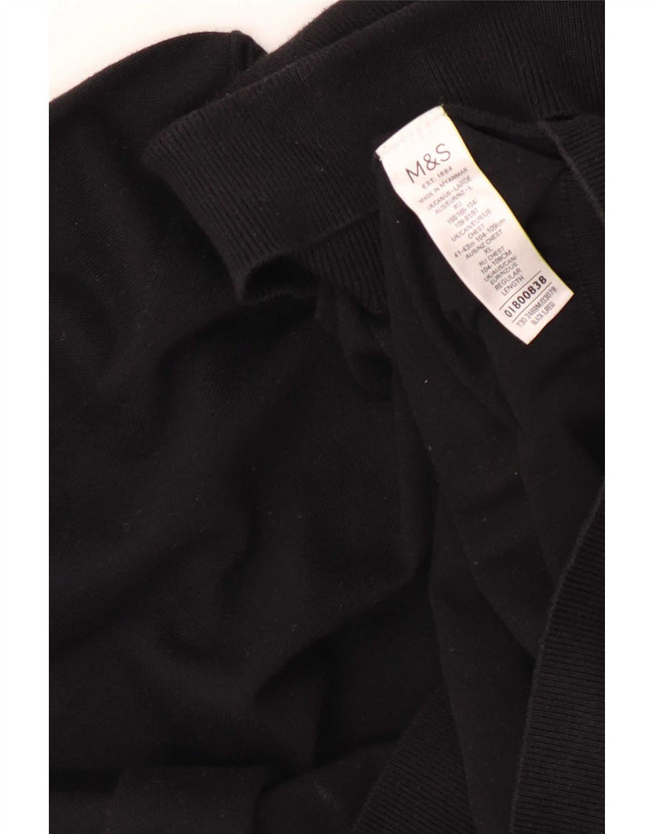 Marks & Spencer Ανδρικό πουλόβερ με ρολό λαιμόκοψη μεγάλο μαύρο βαμβακερό