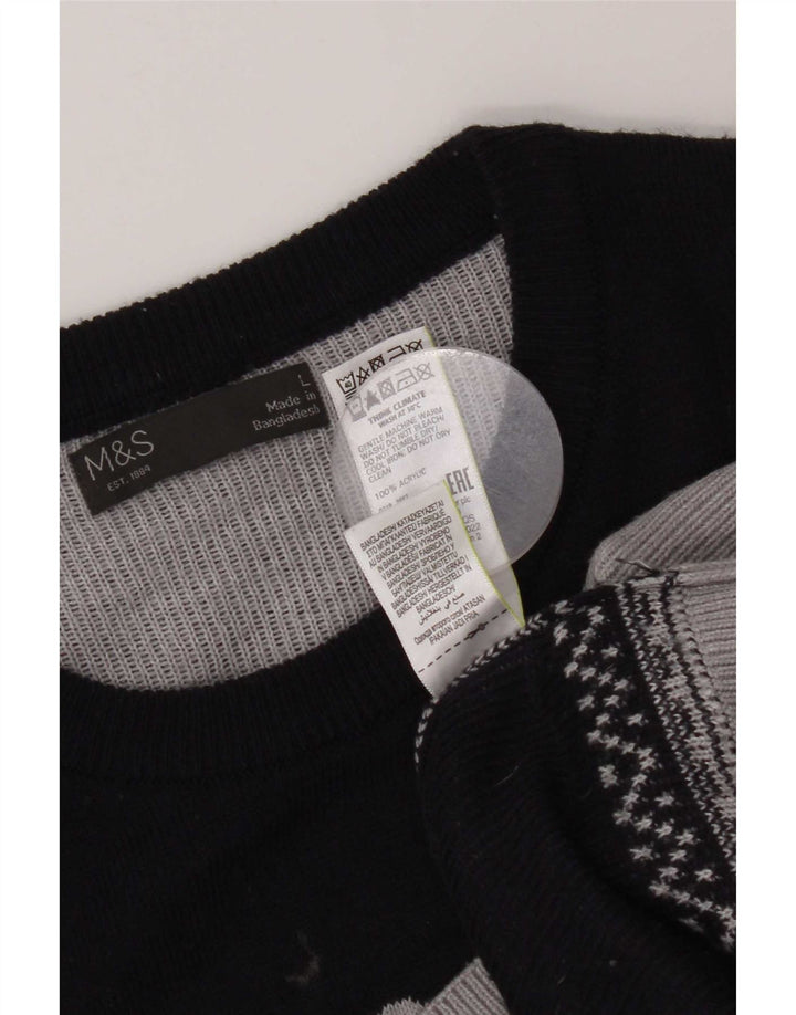 Marks & Spencer Ανδρικό πουλόβερ με λαιμόκοψη, μεγάλο γκρι χρώμα