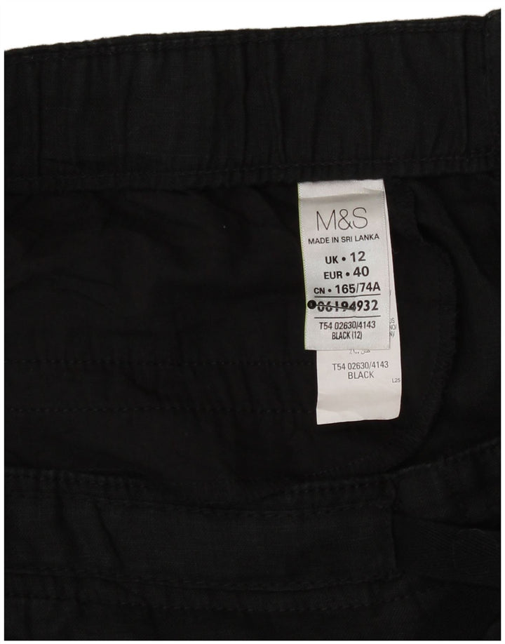 Marks & Spencer Γυναικεία ίσια φούστα UK 12 Medium W32 Μαύρο Λινό