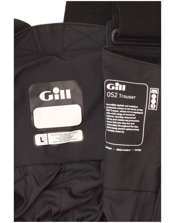 GILL Mens Cargo Dungarees Αδιάβροχο Παντελόνι Μεγάλο Μαύρο Nylon Nautical