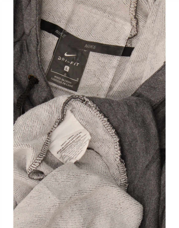 NIKE Mens Dri Fit Hoodie Jumper Large Grey Polyester
