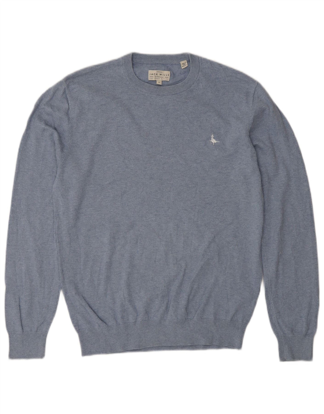 Jack Wills Ανδρικό πουλόβερ με λαιμόκοψη, μικρό μπλε βαμβακερό