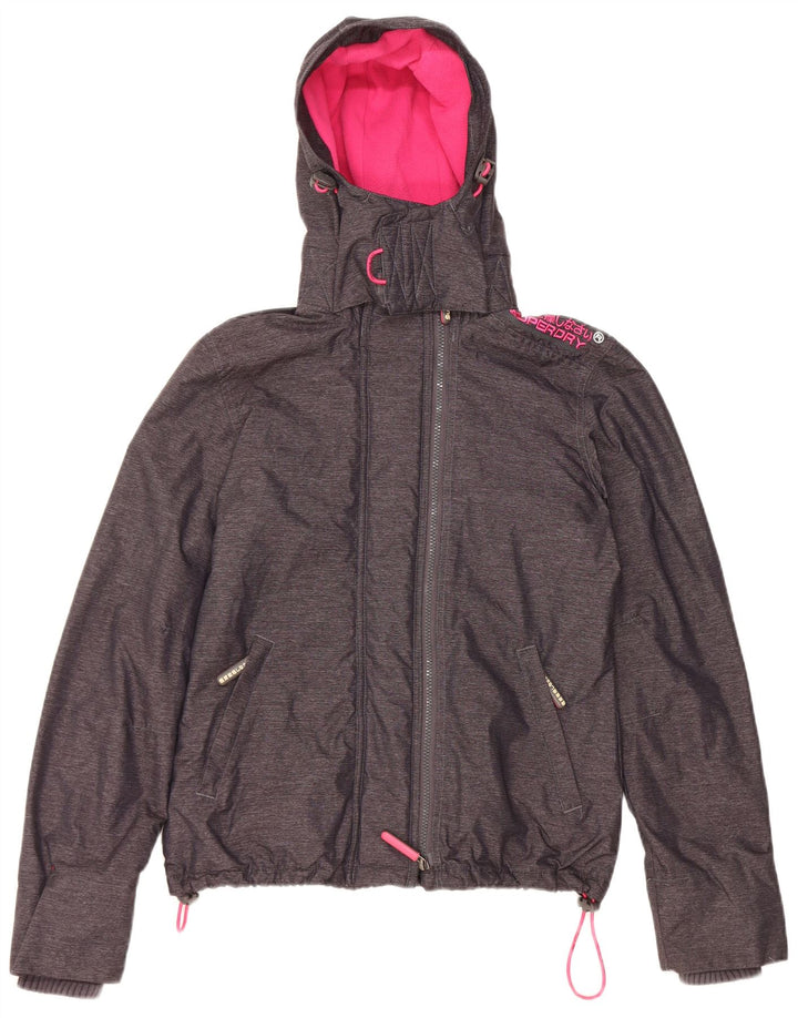 Superdry Γυναικείο Windcheater Hooded Windbreaker Jacket UK 14 Medium Black