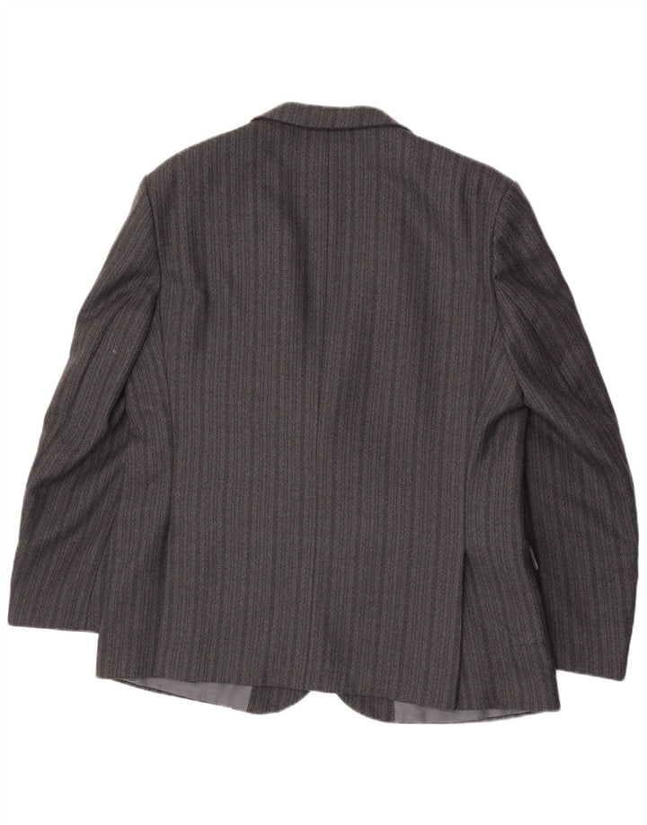 Vintage ανδρικό σακάκι blazer UK 44 2XL γκρι ριγέ τερυλένιο