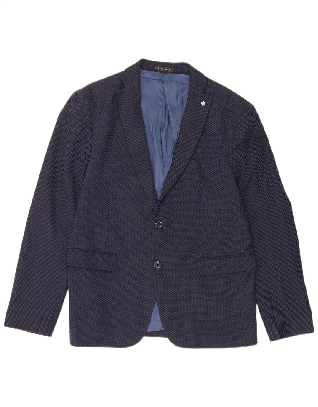 Zara Ανδρικό σακάκι μπλέιζερ με 2 κουμπιά EU 52 Large Navy Blue από βαμβάκι