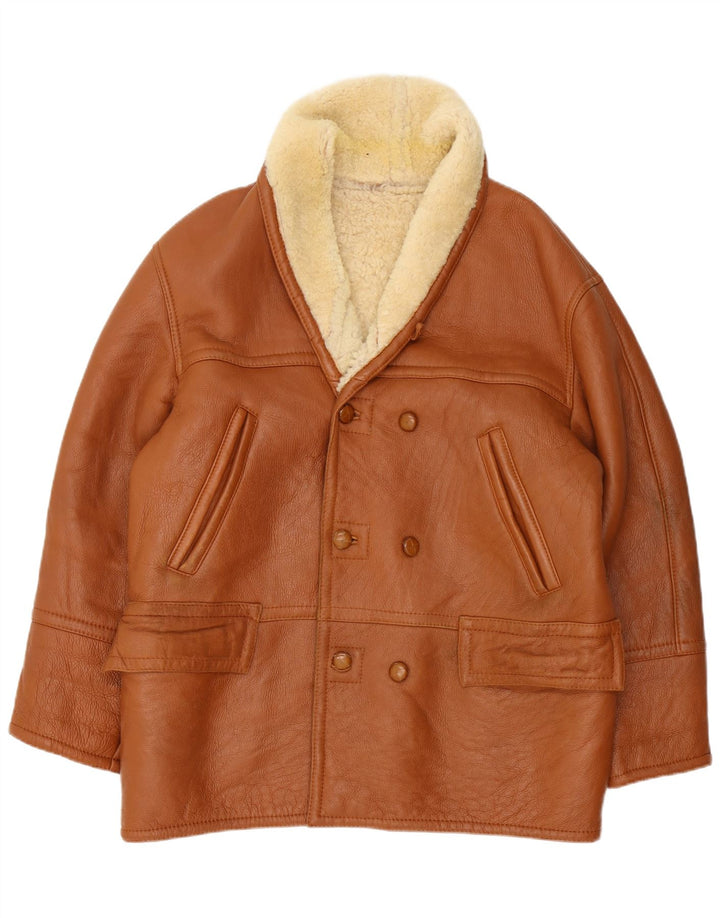 Vintage Ανδρικό Διπλό Μπουφάν Shearling IT 54 2XL Καφέ