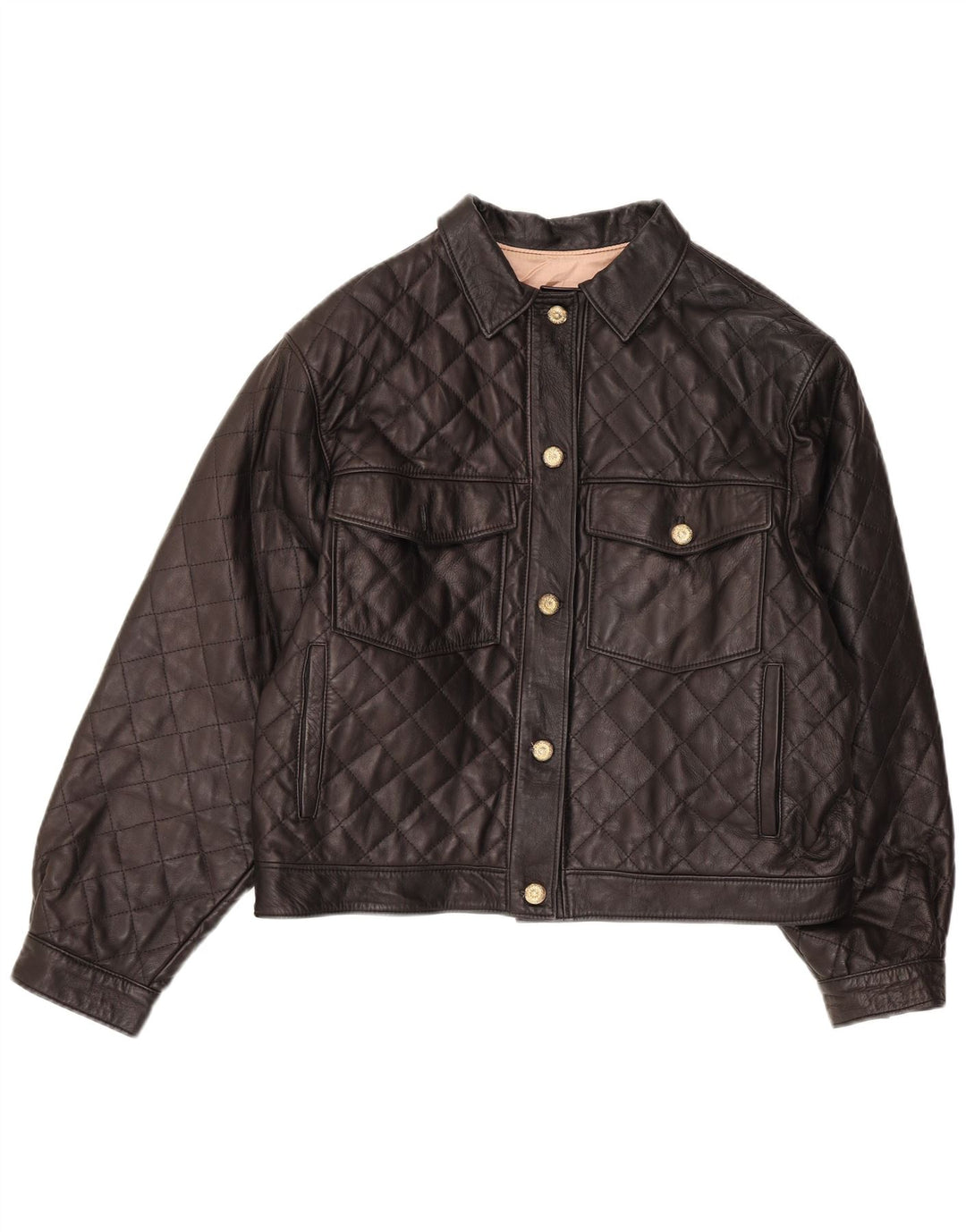 Vintage Γυναικείο Δερμάτινο Μπουφάν UK 14 Medium Black Leather