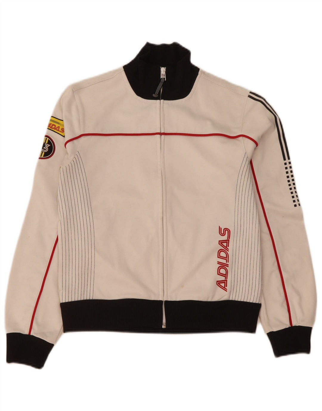 Γυναικεία αθλητική φόρμα γραφικών Adidas Top Jacket UK 12 Medium White Colourblock