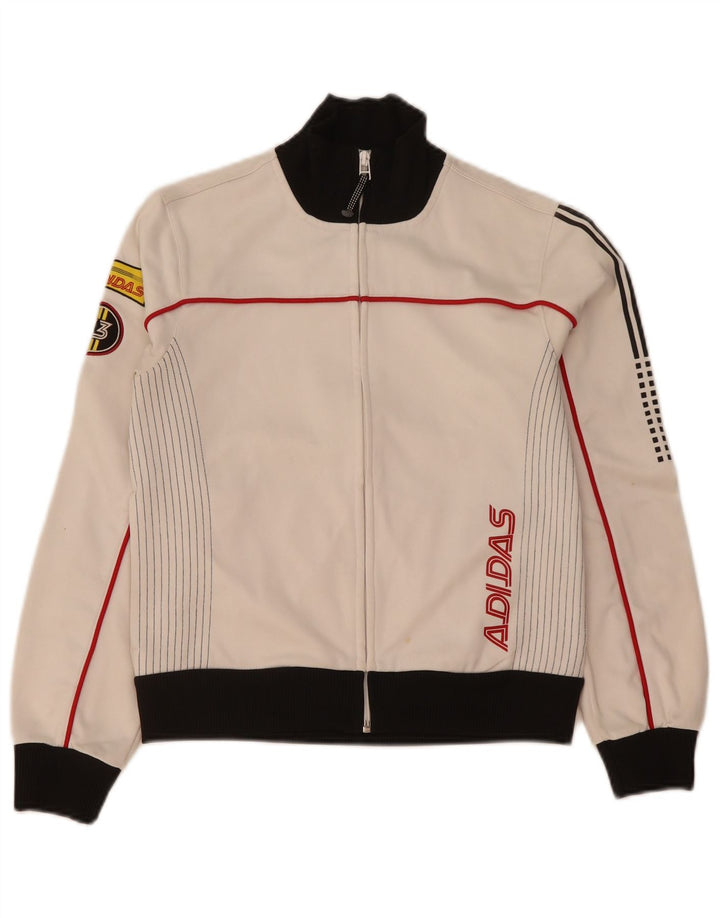 Γυναικεία αθλητική φόρμα γραφικών Adidas Top Jacket UK 12 Medium White Colourblock