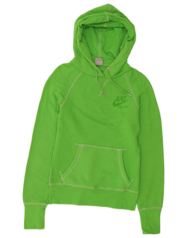 Nike Womens Hoodie Jumper UK 10 Small Green Cotton