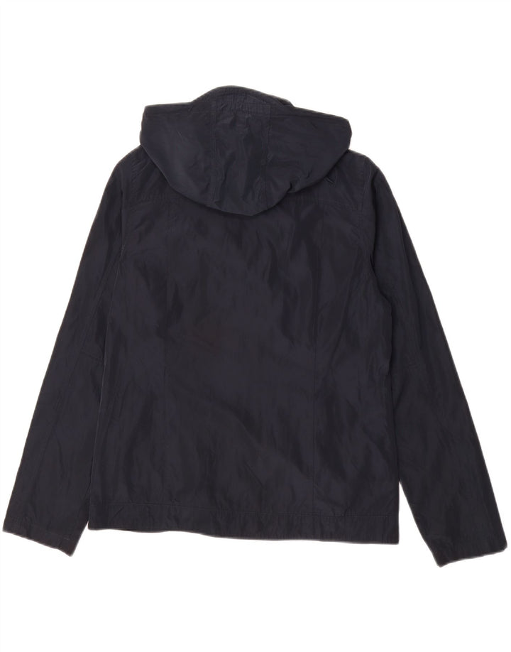 ELLESSE Womens Hooded Rain Jacket UK 16 Large Navy Blue Polyester Vintage Ellesse and Second-Hand Ellesse from Messina Hembry 