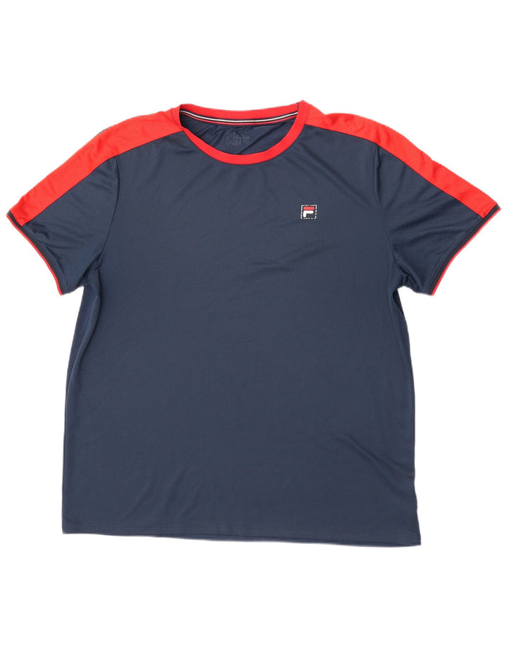 Ανδρικό T-Shirt Fila Top 2XL Navy Blue Colorblock Πολυεστέρας