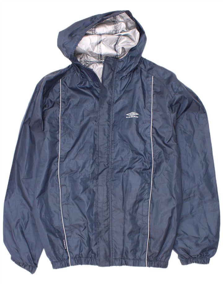 Umbro Boys Hooded Rain Jacket 11-12 Years Large Navy Blue Polyester