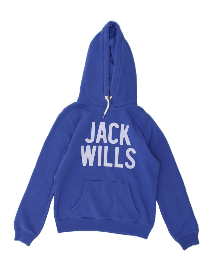 JACK WILLS Womens Graphic Hoodie Jumper UK 12 Medium  Blue Cotton | Vintage Jack Wills | Thrift | Second-Hand Jack Wills | Used Clothing | Messina Hembry 