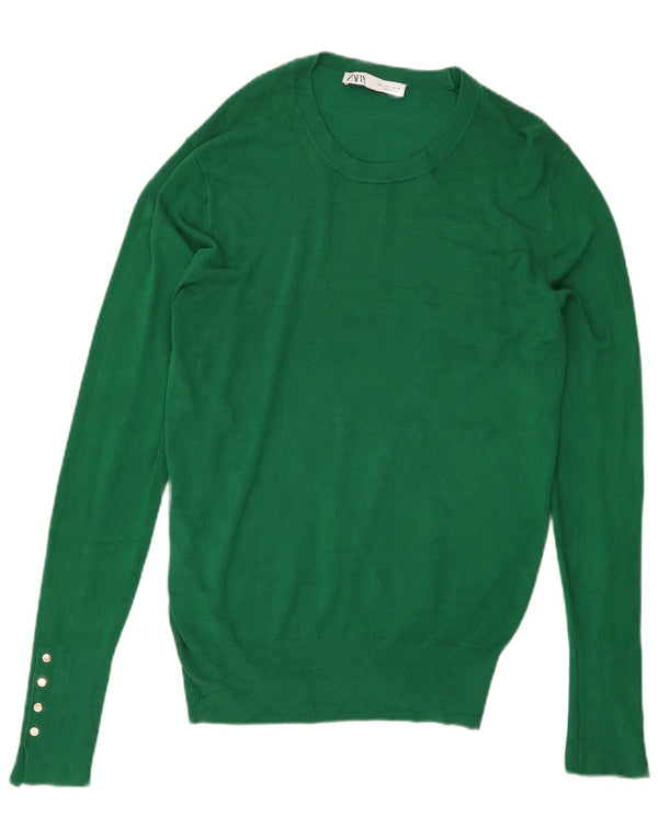 Zara Γυναικείο πουλόβερ με λαιμόκοψη UK 14 Large Green