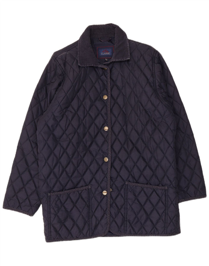 Vintage γυναικείο φαρδύ καπιτονέ μπουφάν EU 38/40 Medium Navy Blue Polyamide