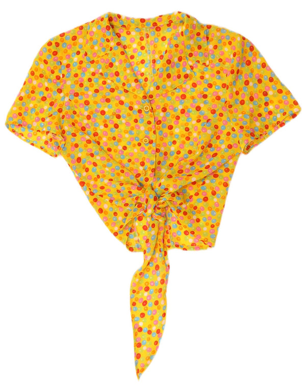 Vintage γυναικείο κοντομάνικο μπλούζα UK 10 Small Yellow Spotted