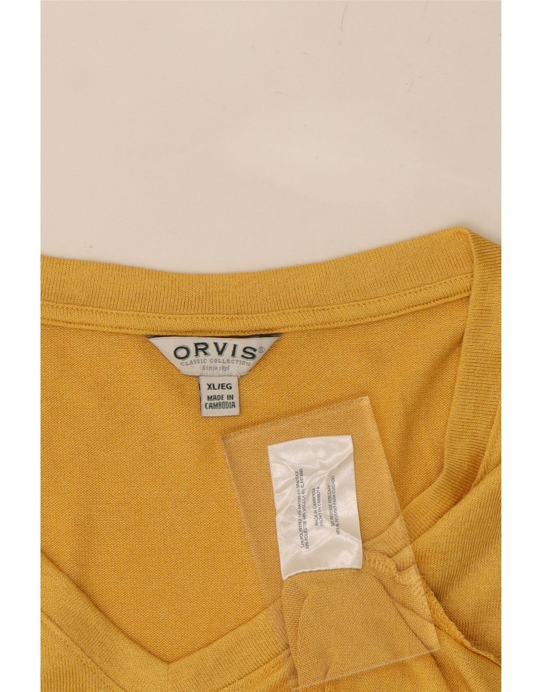 ORVIS Womens Oversized T-Shirt Top UK 18 XL Yellow Polyester Vintage Orvis and Second-Hand Orvis from Messina Hembry 