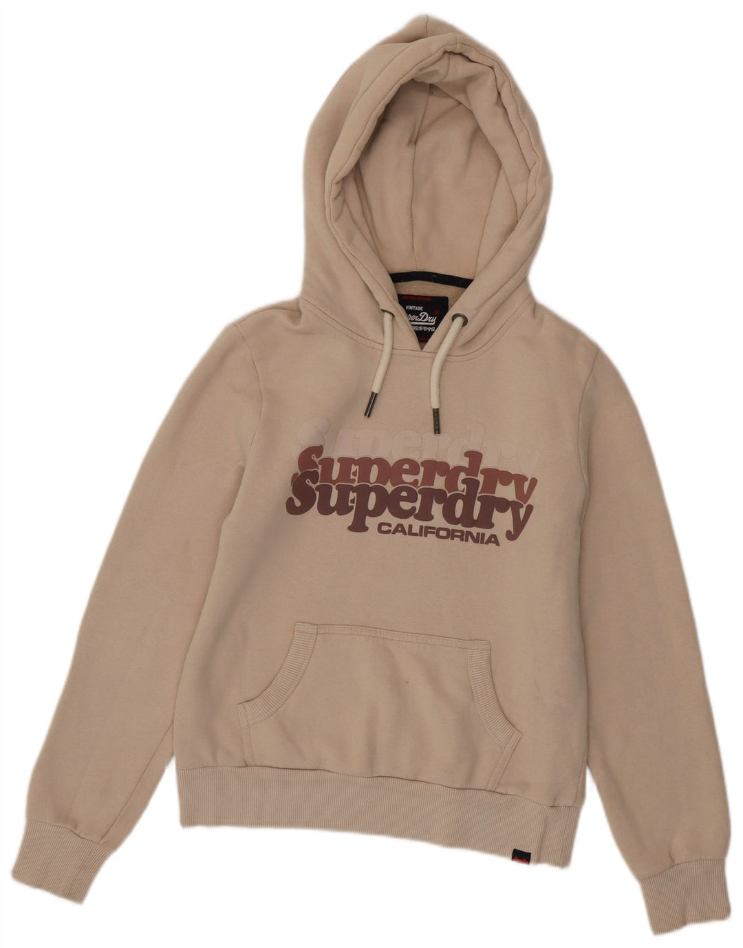 Γυναικείο γραφικό κουκούλα SUPERDRY UK 8 μικρό βαμβακερό μπεζ