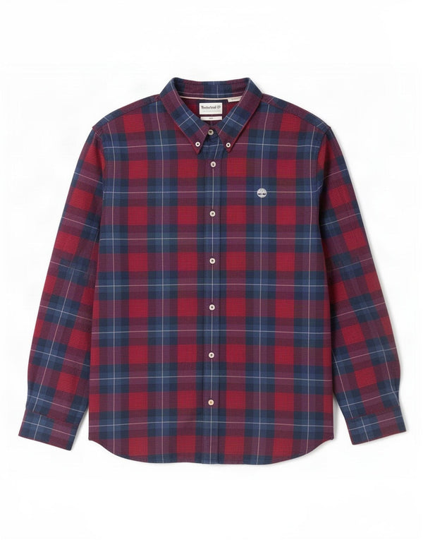 Ανδρικό φανελένιο πουκάμισο Timberland Slim Fit 2XL Navy Blue Check Cotton