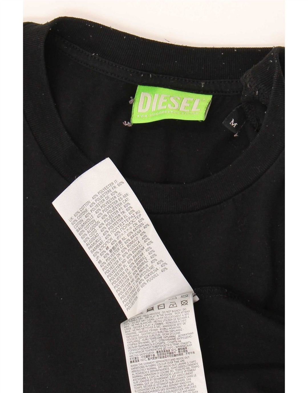Ανδρικό γραφικό T-Shirt Diesel Top Μεσαίο μαύρο βαμβακερό