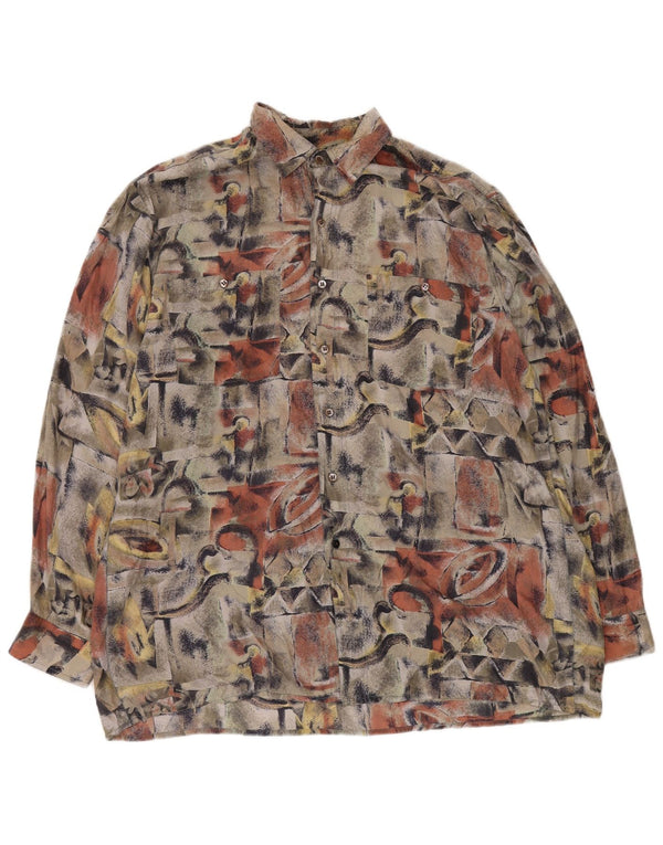 NEW FAST Ανδρικό πουκάμισο με αφηρημένο σχέδιο Μέγεθος 41/42 Μεγάλο πολύχρωμο μετάξι