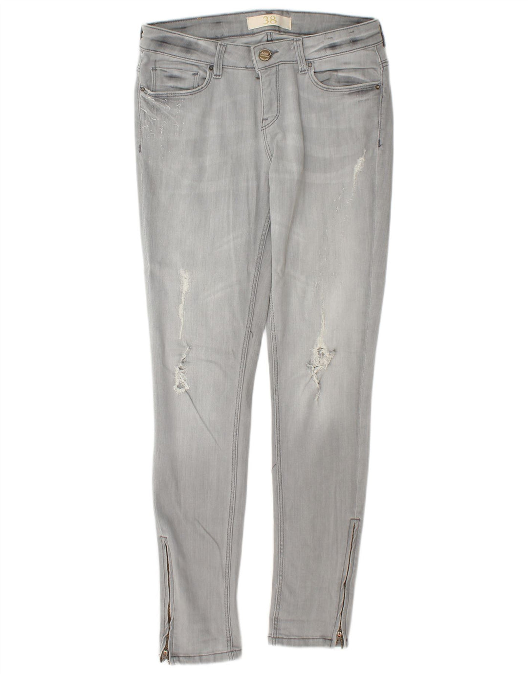 ZARA Γυναικεία στενόχωρα τζιν EU 38 Small W28 L30 Γκρι βαμβακερό