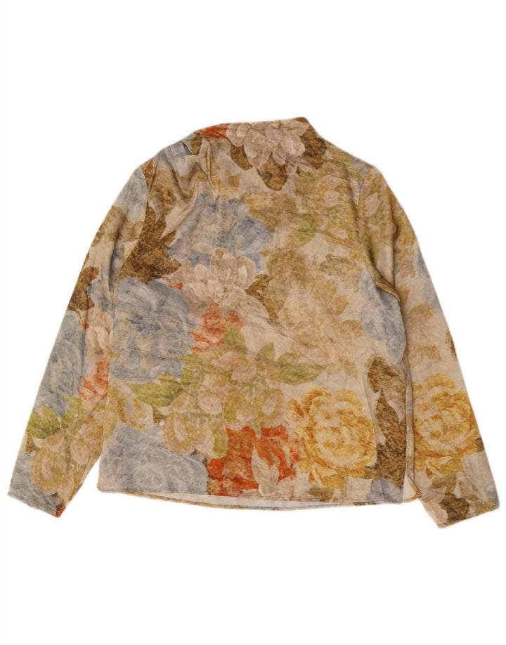 Zara γυναικείο τοπ μακρυμάνικο UK 10 Small πολύχρωμο Floral Μοντέρνο