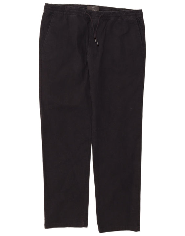 Marks & Spencer Mens Straight Casual Trousers W38 L31 Navy Blue Cotton