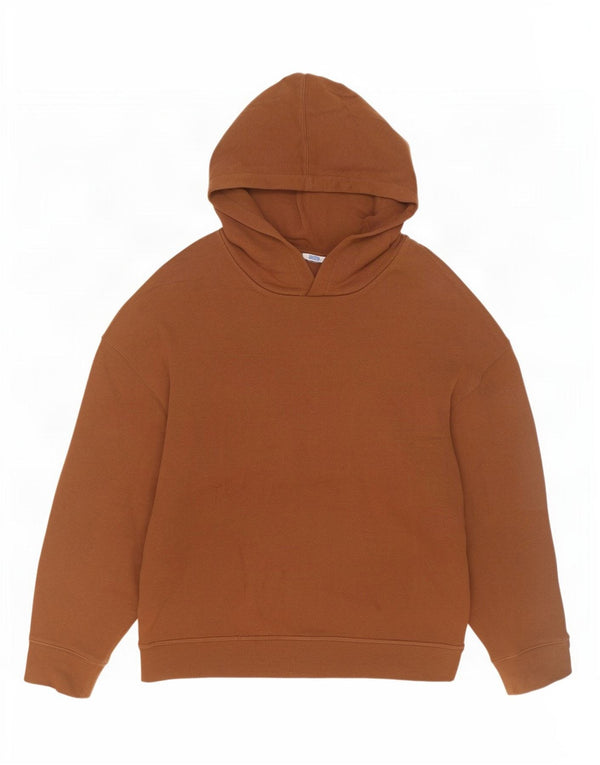 Zara Womens Crop Oversized Hoodie Jumper UK 10 Small Brown Βαμβακερό