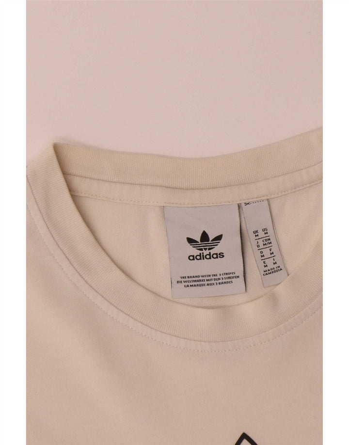 Ανδρικό γραφικό T-Shirt Adidas Top Βαμβακερό μεσαίο σε λευκό χρώμα