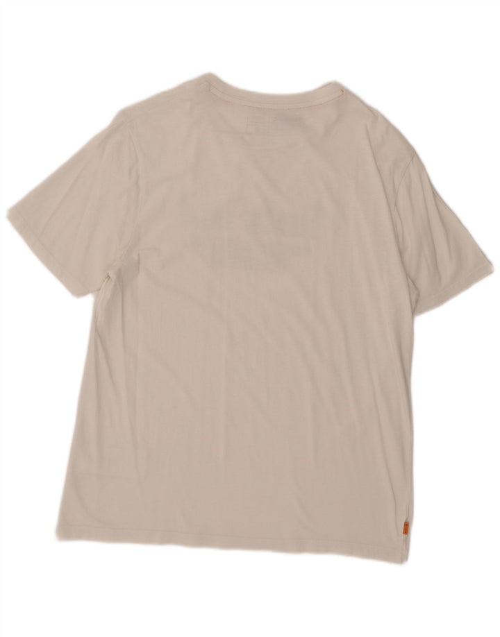 Ανδρικό γραφικό T-Shirt Timberland Top από μεσαίο λευκό βαμβακερό