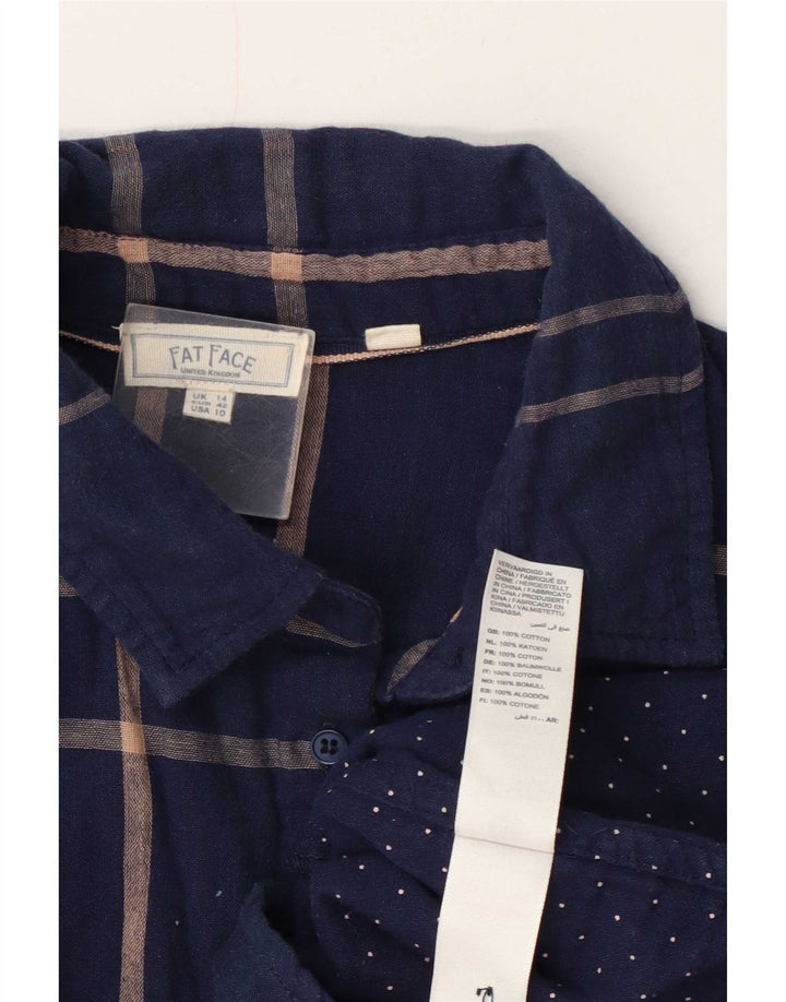 Γυναικείο πουκάμισο Fat Face UK 14 Large Navy Blue Check Cotton