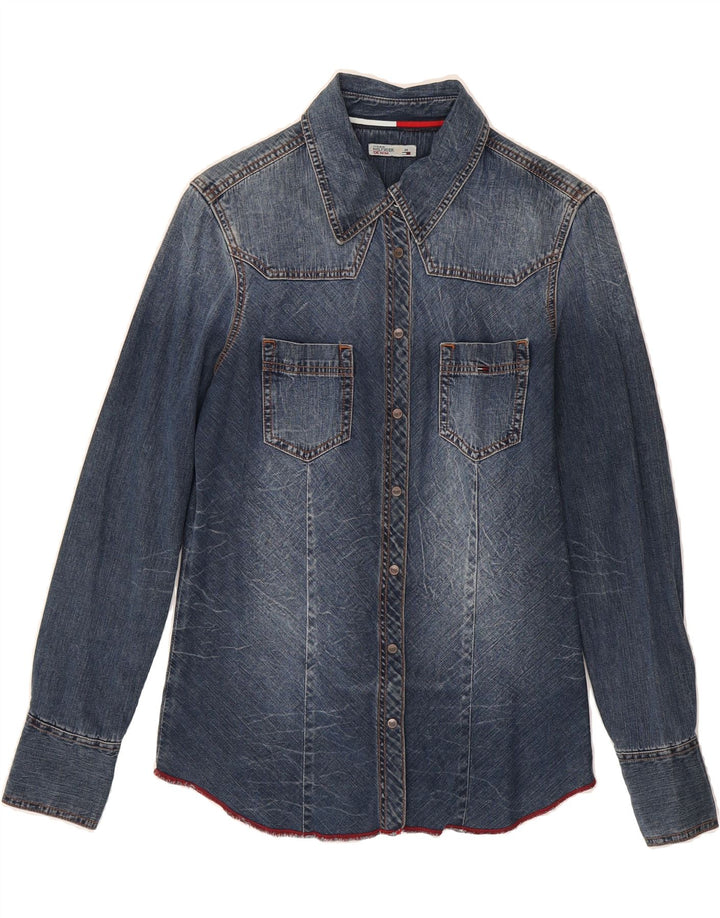TOMMY HILFIGER Womens Denim Shirt UK 12 Medium Blue Cotton Vintage Tommy Hilfiger and Second-Hand Tommy Hilfiger from Messina Hembry 