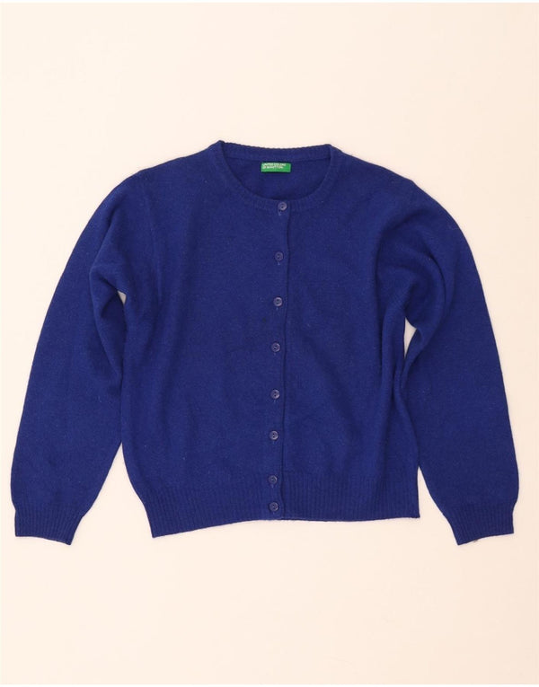 BENETTON Γυναικείο πουλόβερ Crop Cardigan UK 14 Large Blue Wool