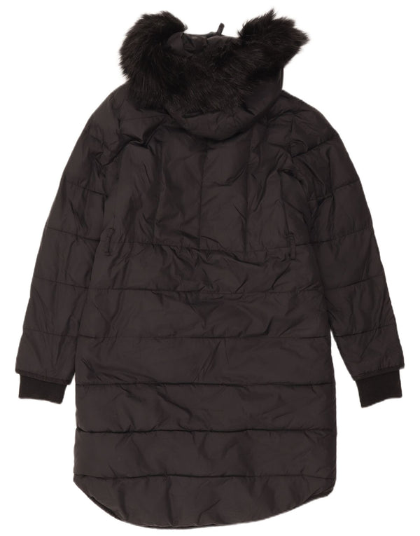 Whistles Γυναικείο παλτό με κουκούλα με επένδυση UK 14 Μεσαίο μαύρο πολυαμίδιο