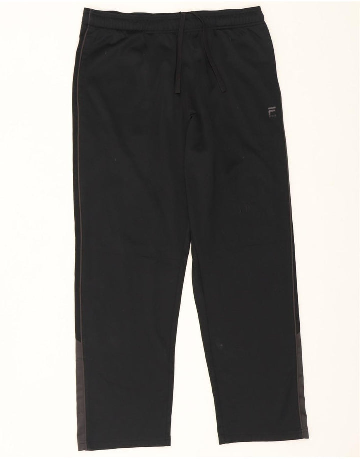 FILA Mens Tracksuit Trousers Large Black Colourblock Polyester Vintage Fila and Second-Hand Fila from Messina Hembry 